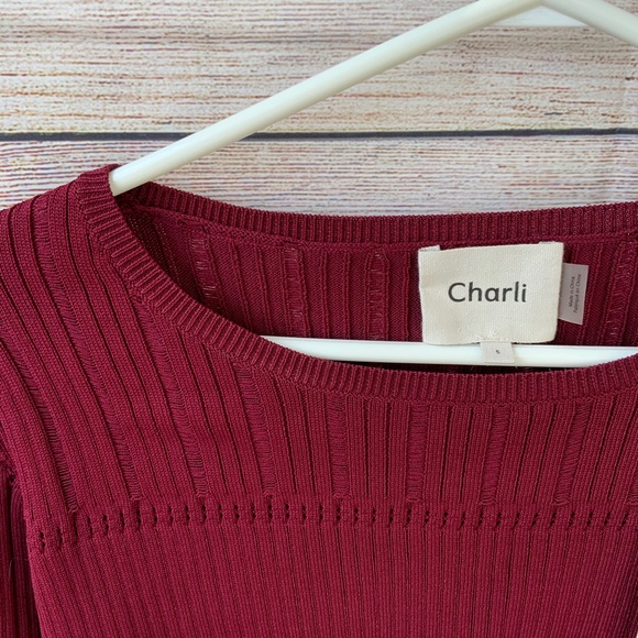 Charli London Red Long Sleeve Top Size Small - Picture 6 of 9